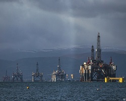 Oil rigs in ocean