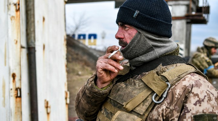 Ukrainian Soldier Smoking