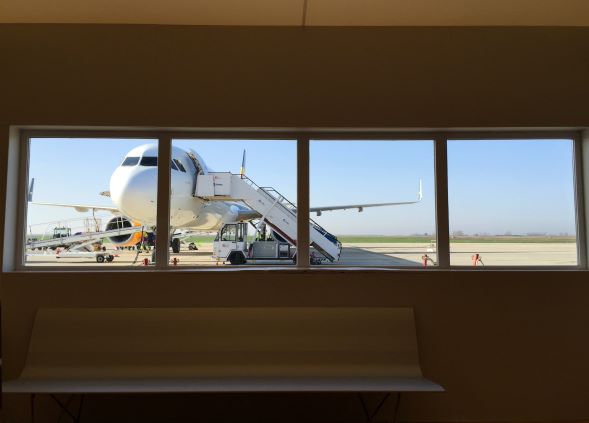 Airplane through a window