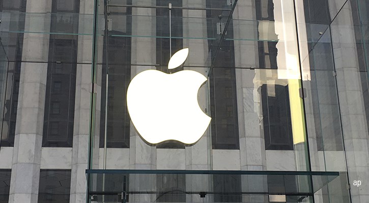 white apple logo on building