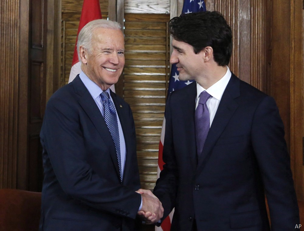 Biden and Trudeau shaking hands