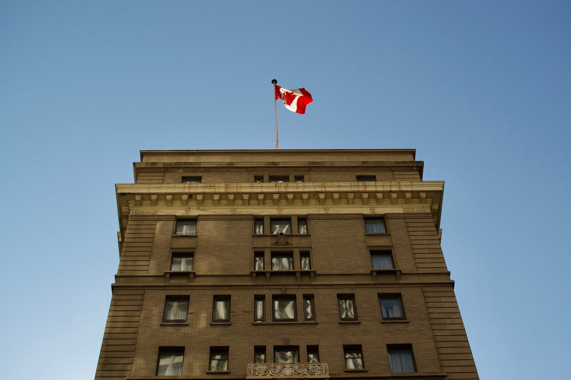 Building with Canadian flag on top