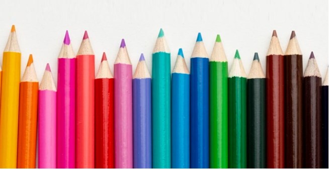Pencils of a variety of colours