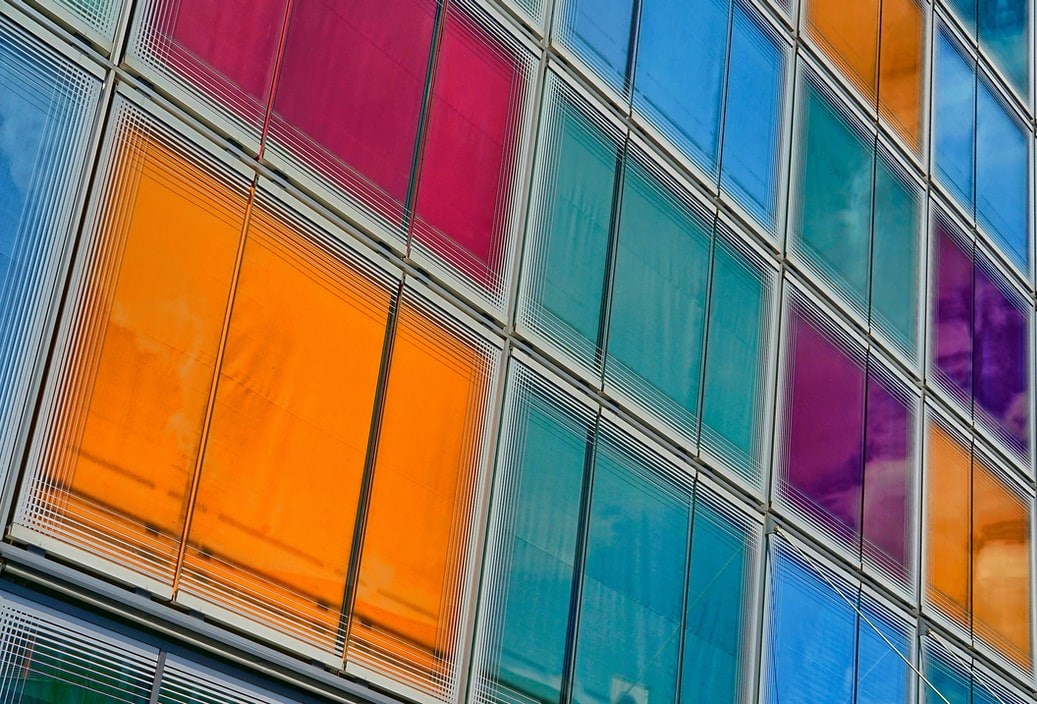 Colourful window facade