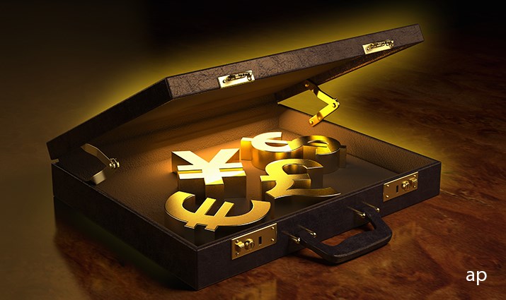 Currencies in a suitcase