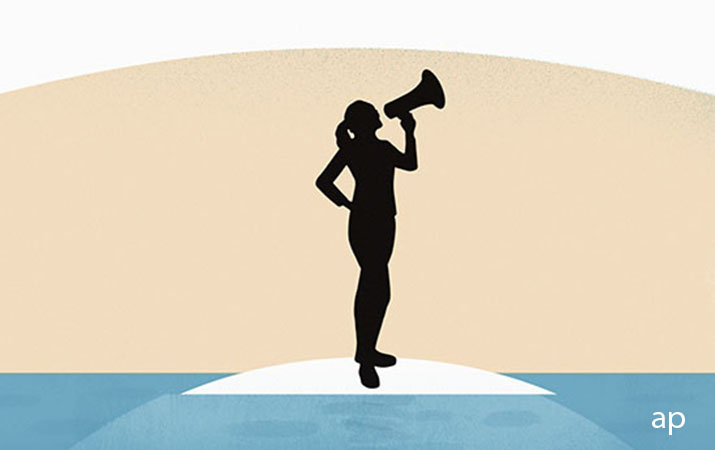 Woman with megaphone graphic