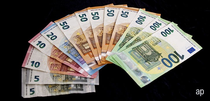 European bank notes of different denominations