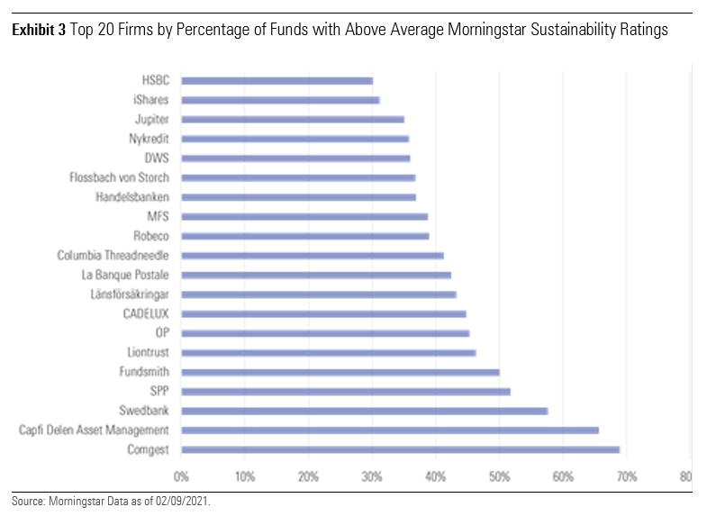 top 20 firms with Morningstar Sustainability Ratings
