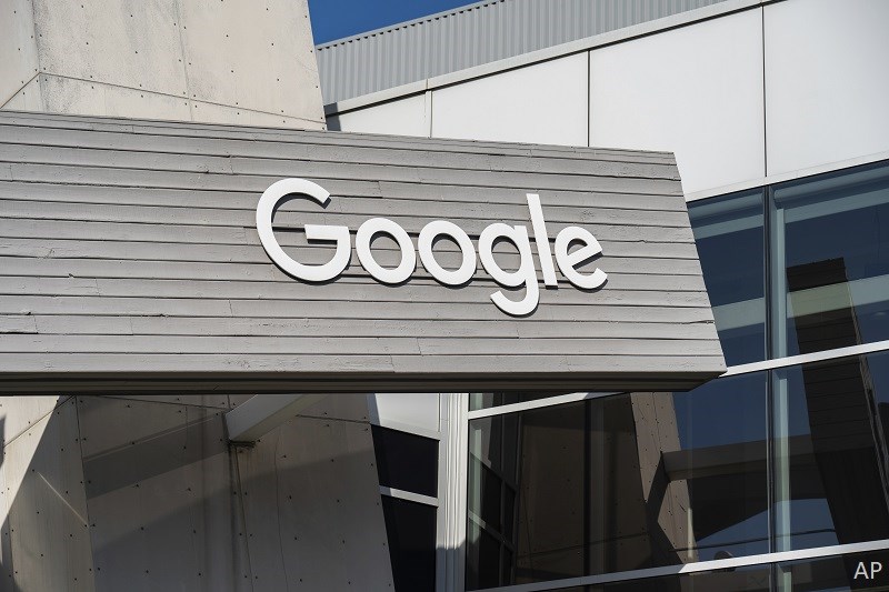 Google logo on grey building