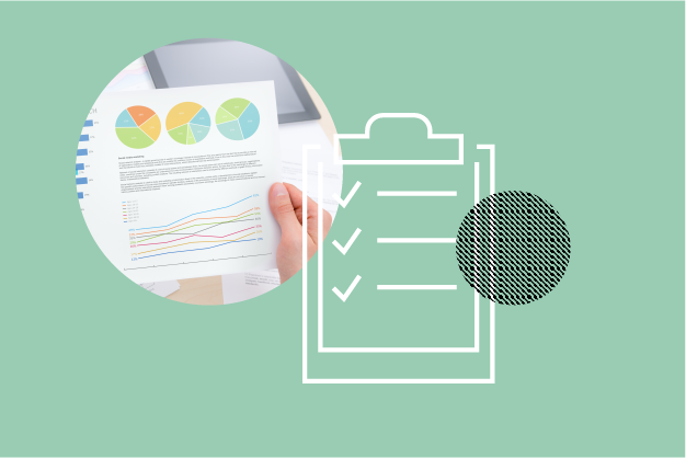 Illustration of a checklist and pie chart