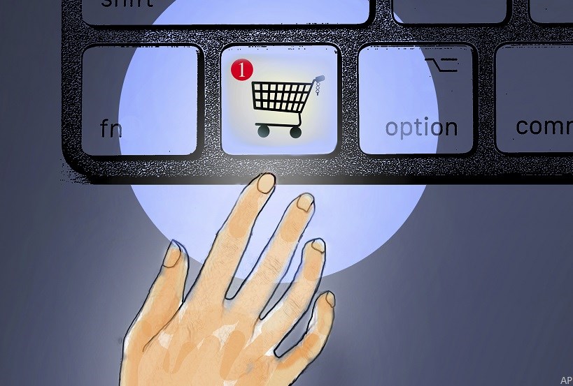 Online shopping, conceptual illustration