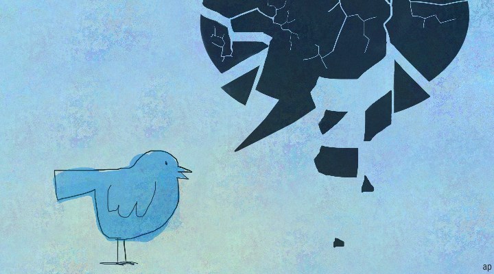 Logo de Twitter avec une bulle de dialogue brisée