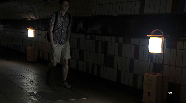 Man walking in blackout