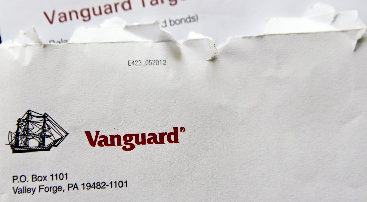 A letterhead featuring Vanguard&#39;s logo and address