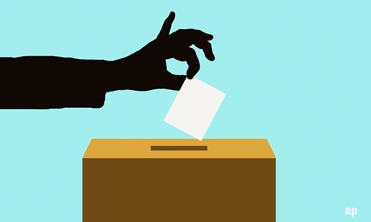 Voting in a ballot box