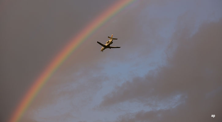 rainbow and airplane