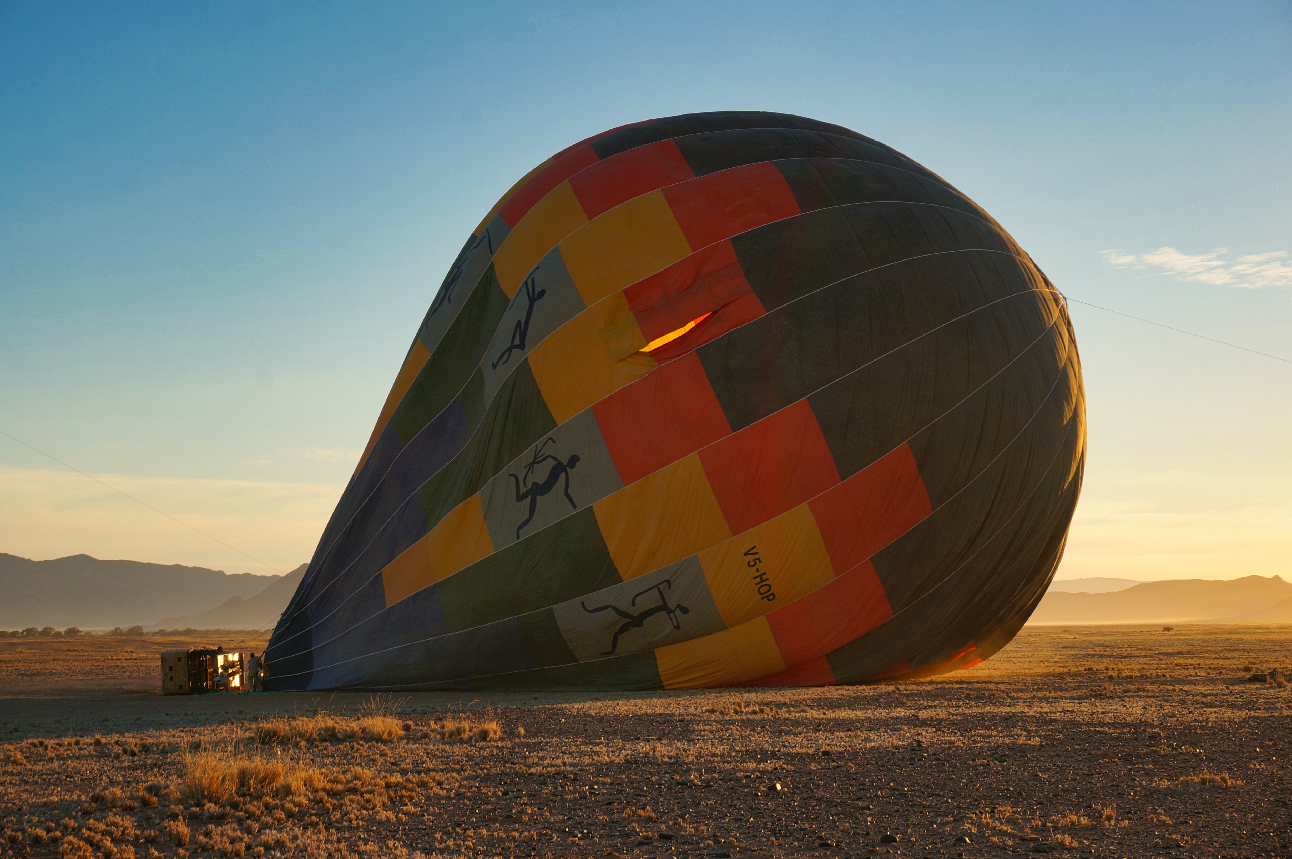 Hot air balloon inflating