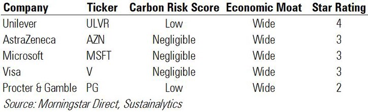 Table carbon risks