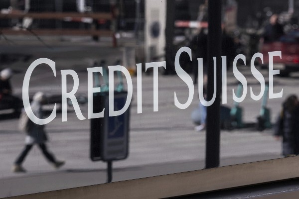 Credit Suisse sign outside building
