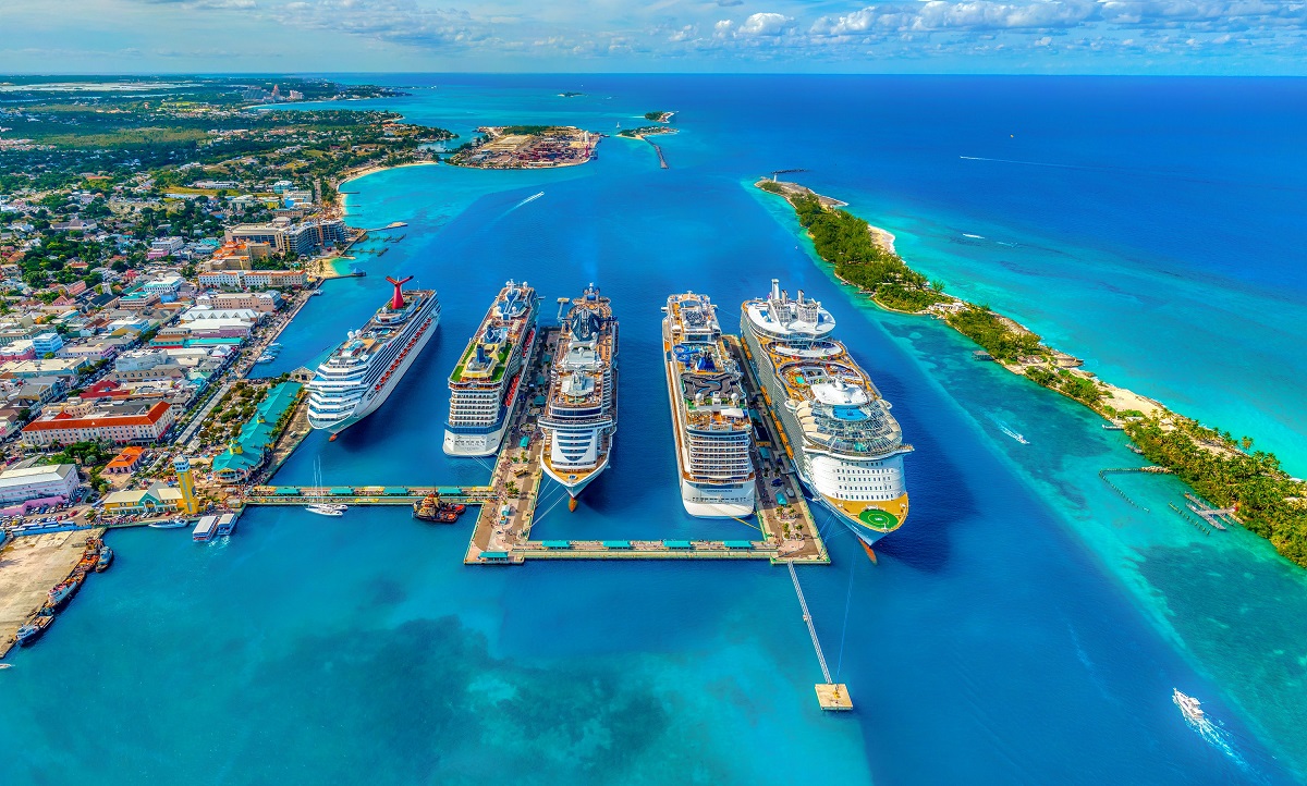 Cruise ships docked in Nassau, Bahamas