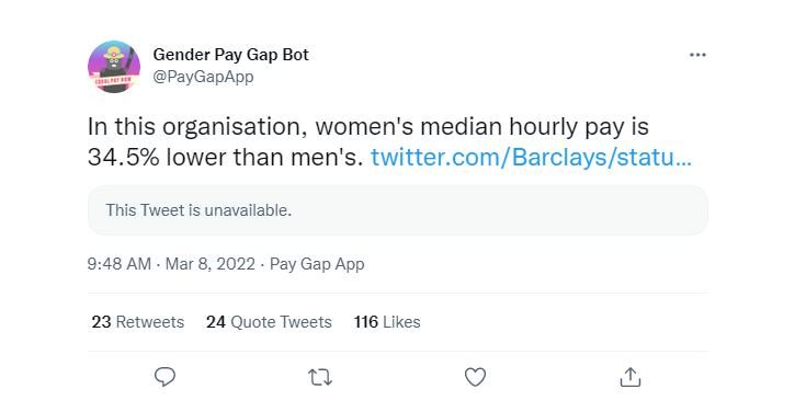 Gender Pay Gap Bot on Twitter