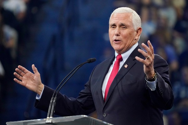 Former US Vice President Mike Pence at a Liberty University event, Sept. 2022