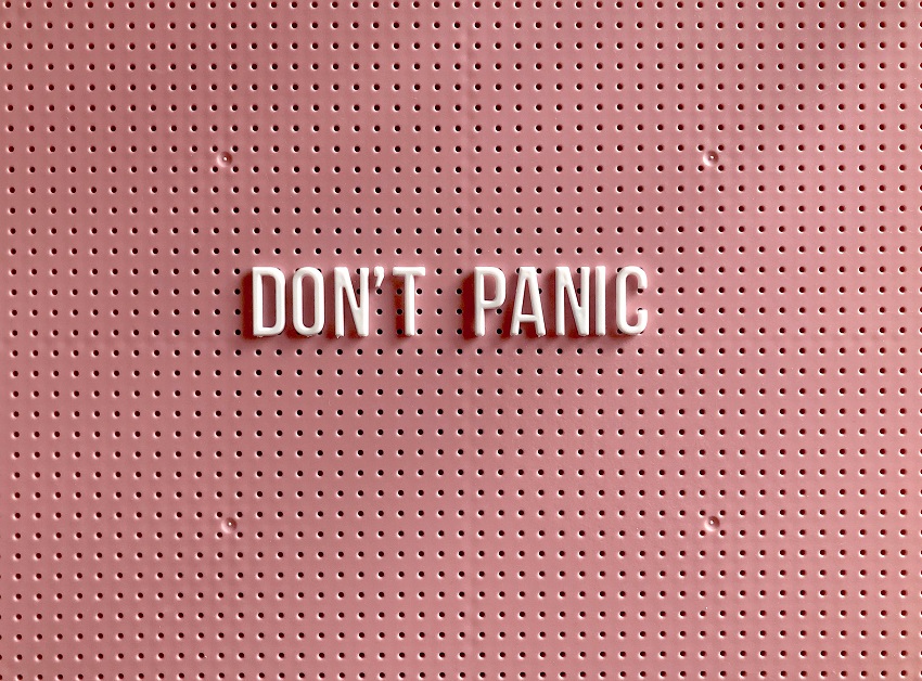 Letters spelling Don't Panic