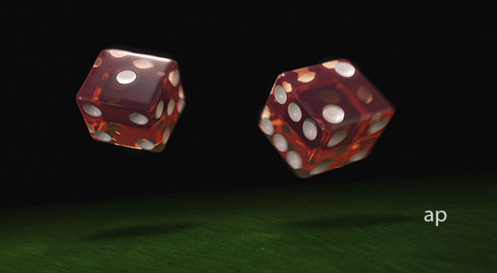 tumbling red dice