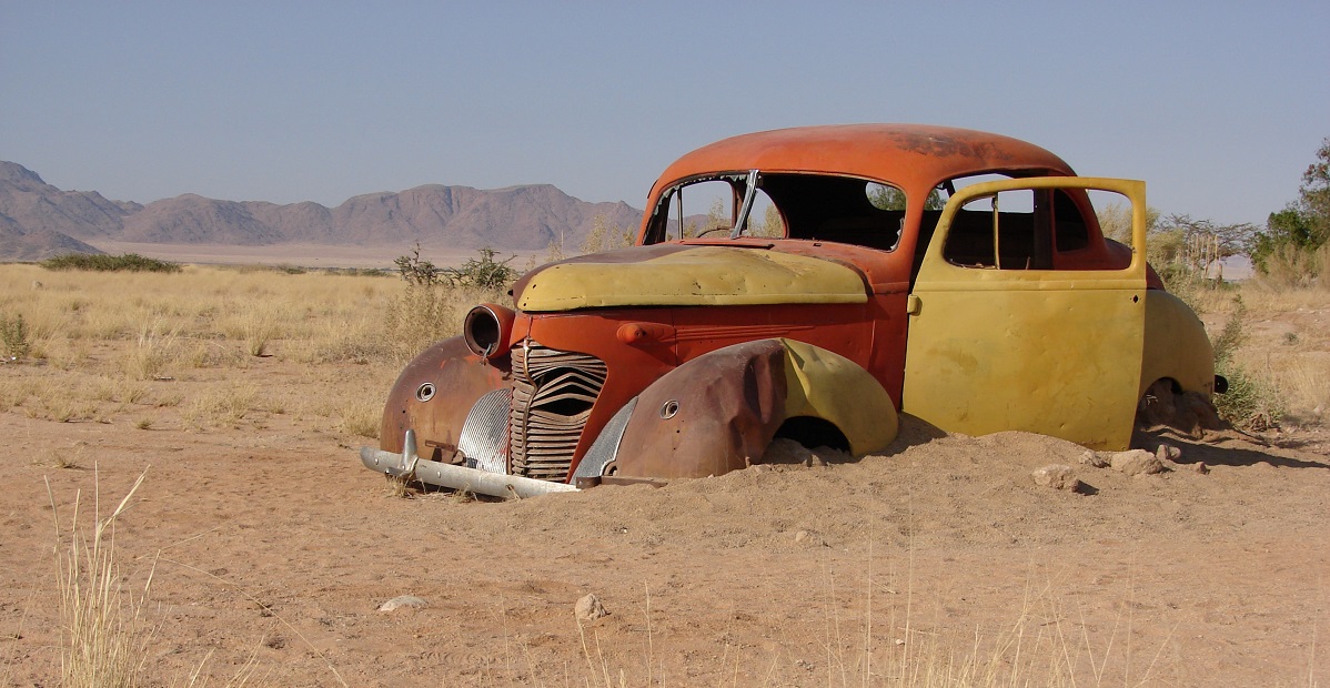 Abandoned 1930s Plymouth in the desert