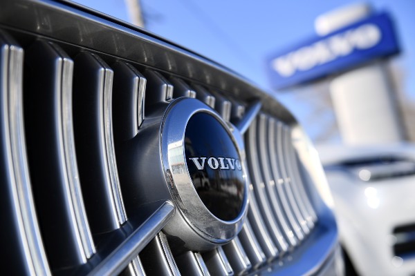 The grille of a Volvo car