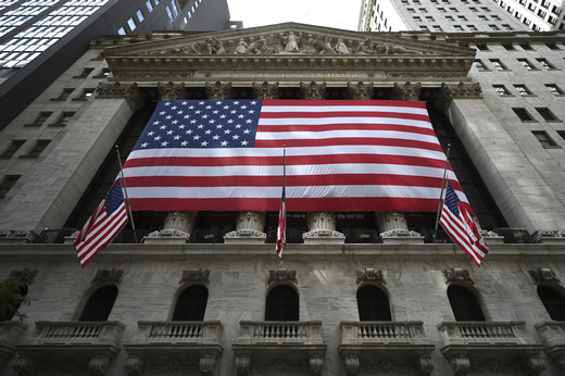 US flag in Wall Street